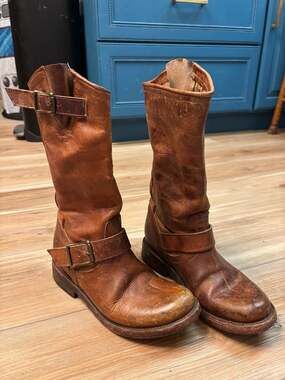 Freebird Brown Distressed Leather Engineer Biker Boots